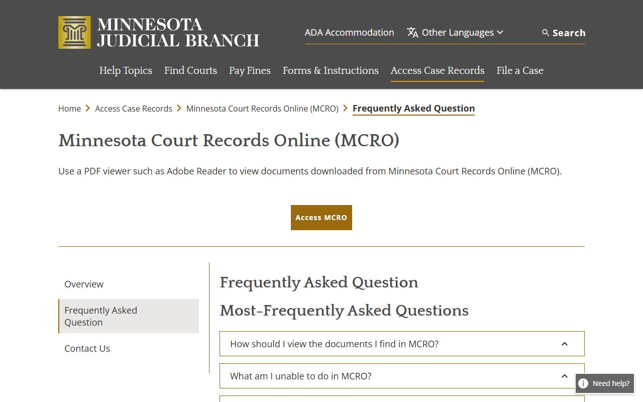 Marshall County court records MCRO FAQ