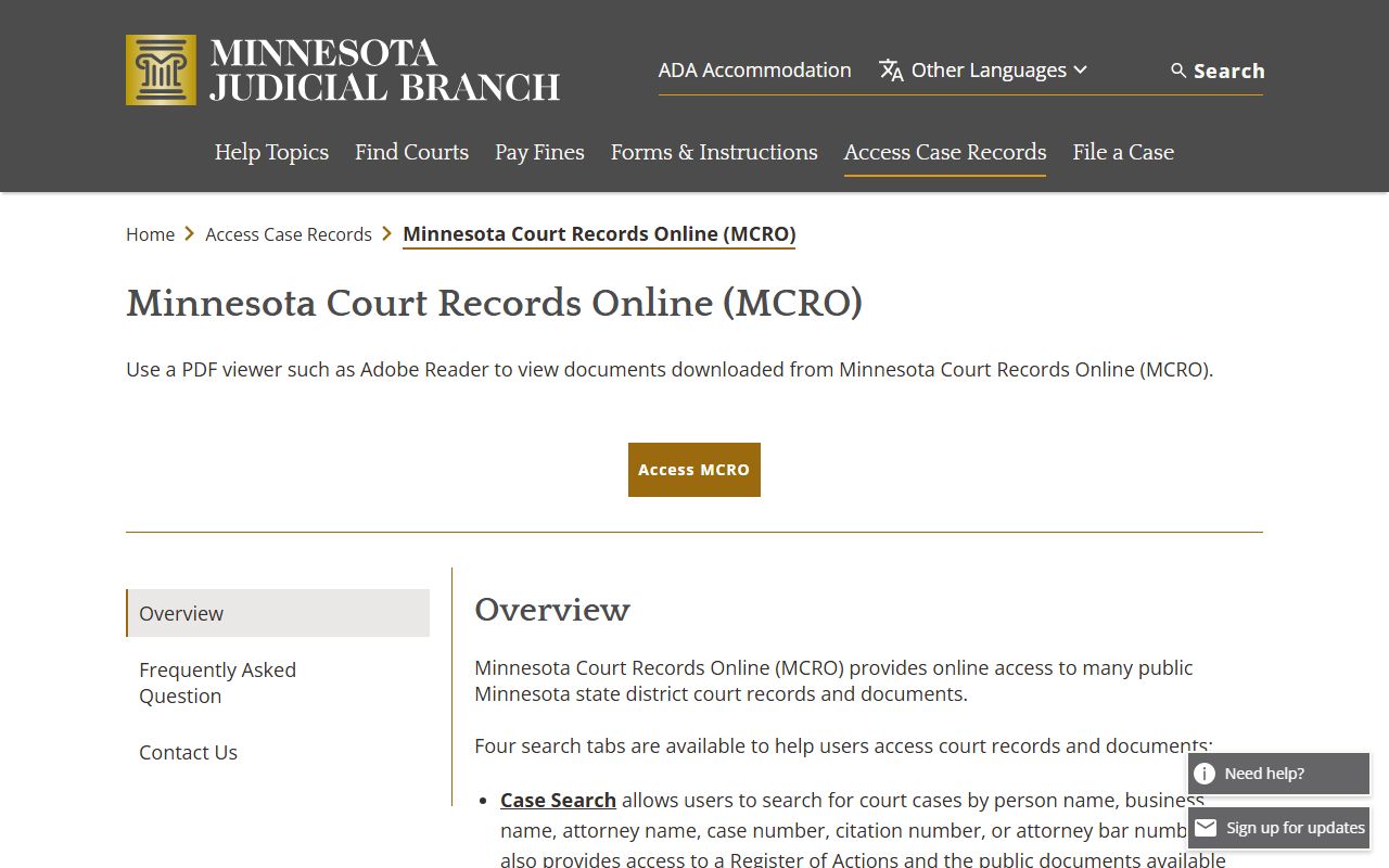 Marshall County court records MCRO overview