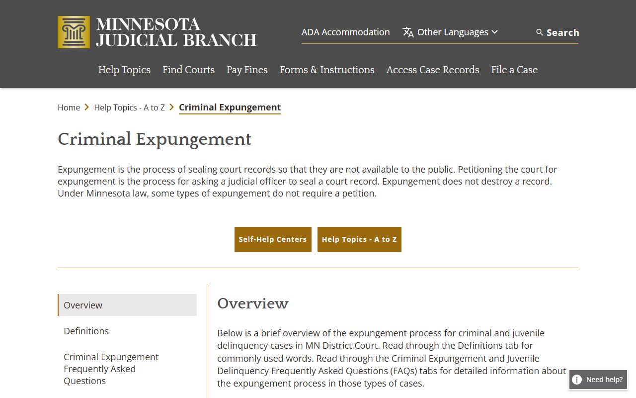 Marshall County criminal court records criminal expungement help