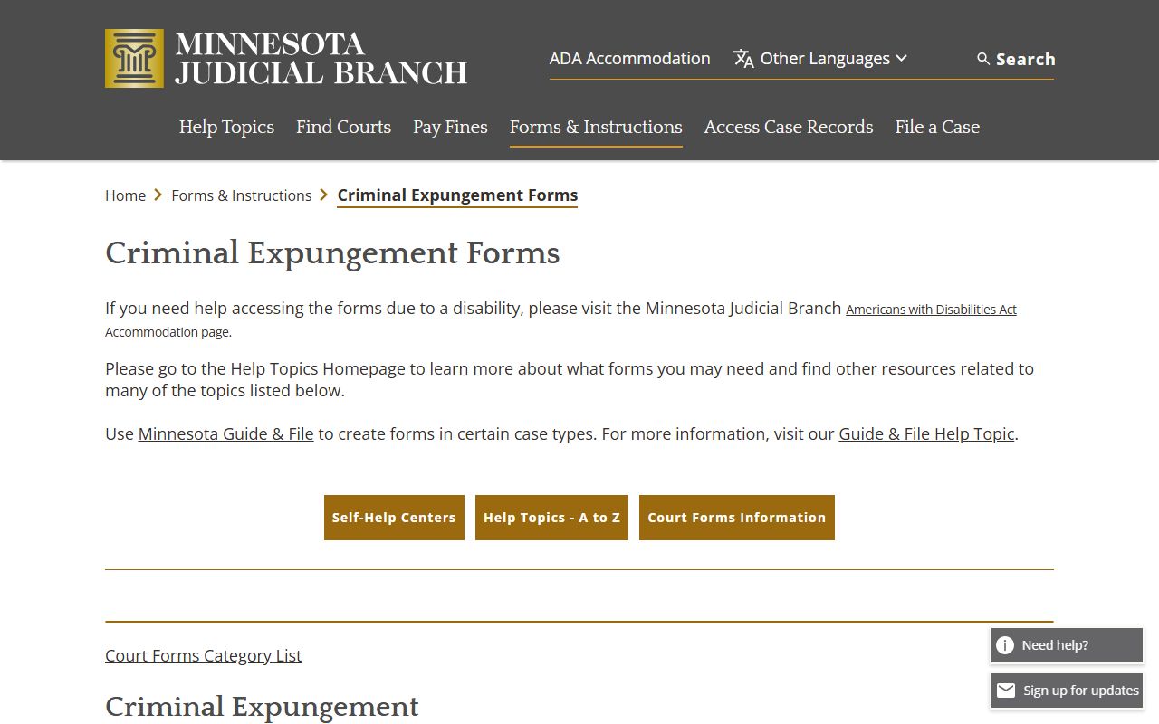 Marshall County criminal court records expungement forms