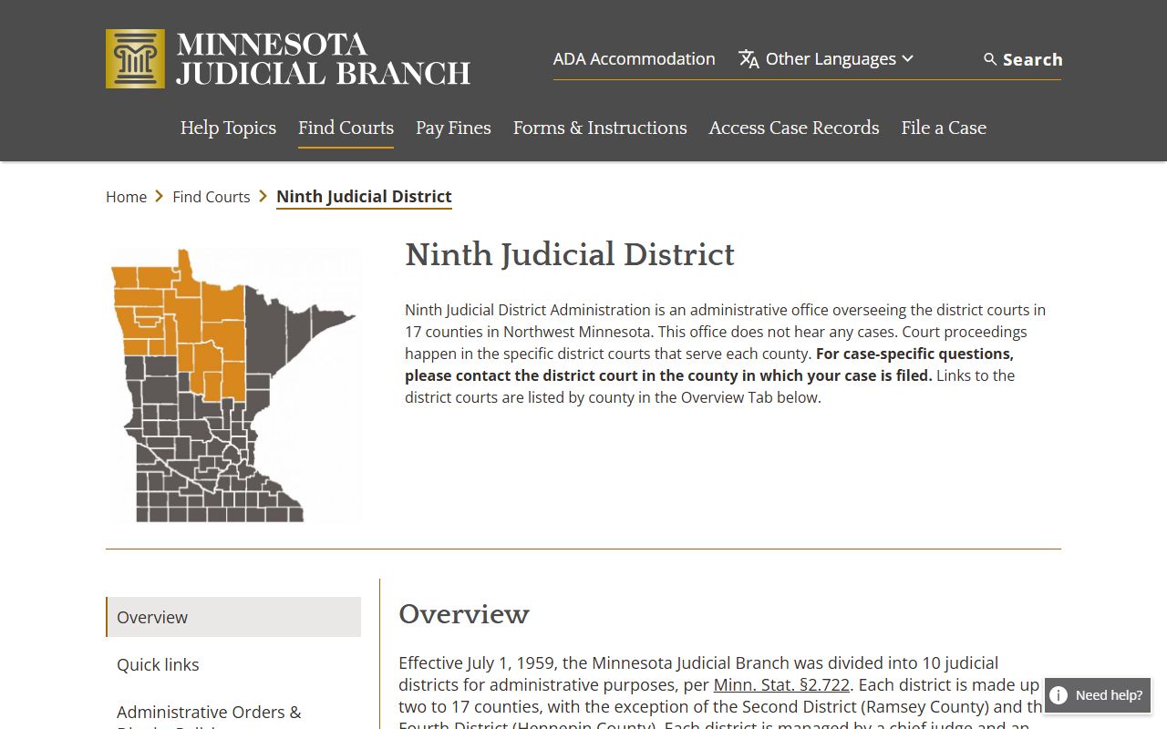 Marshall County District Court Ninth Judicial District page