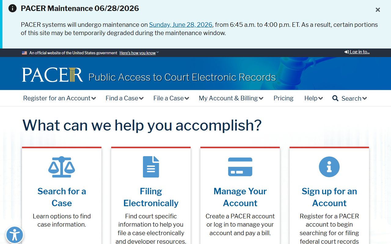Marshall County court records PACER access portal