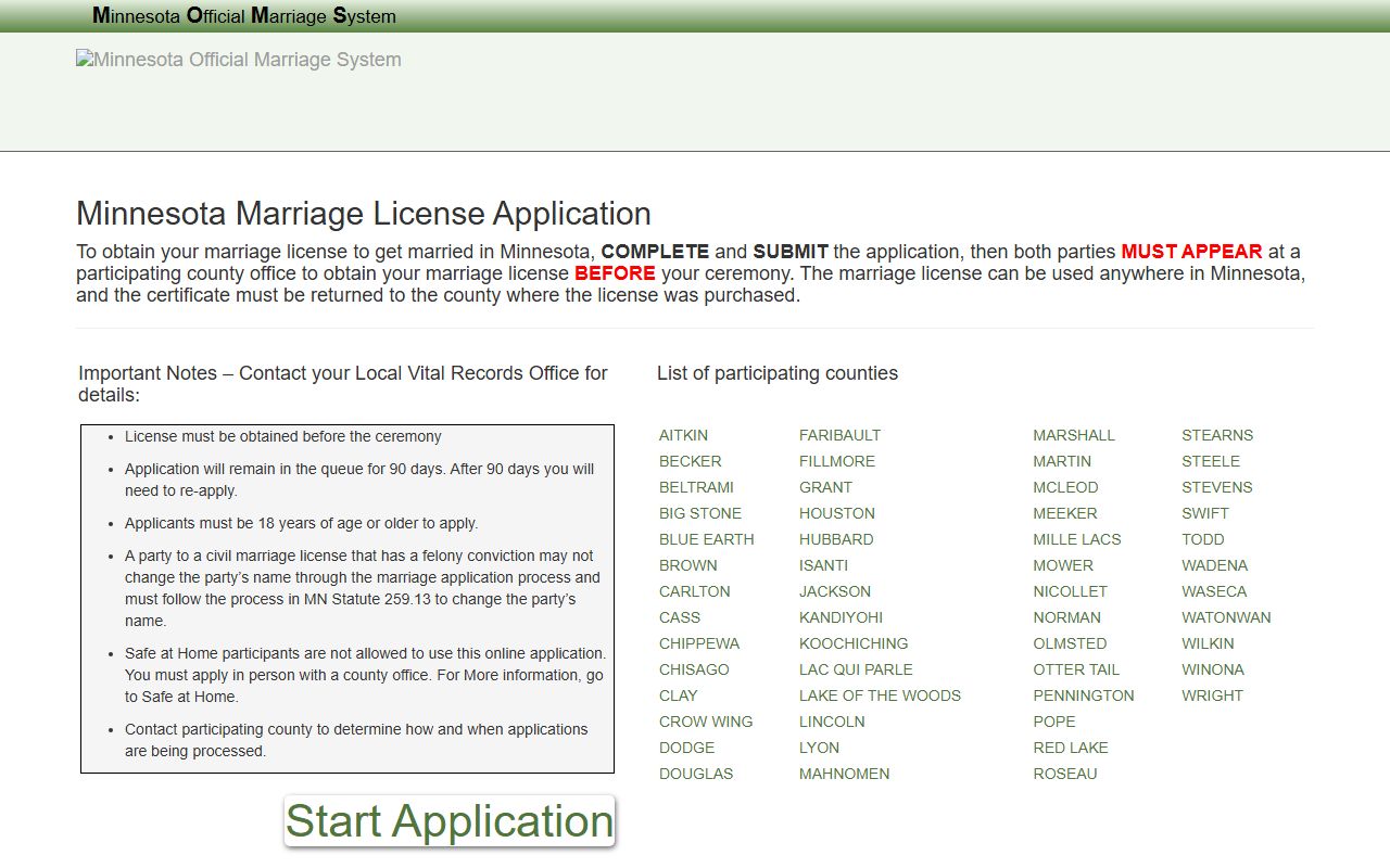 Marshall County marriage records MOMS license application